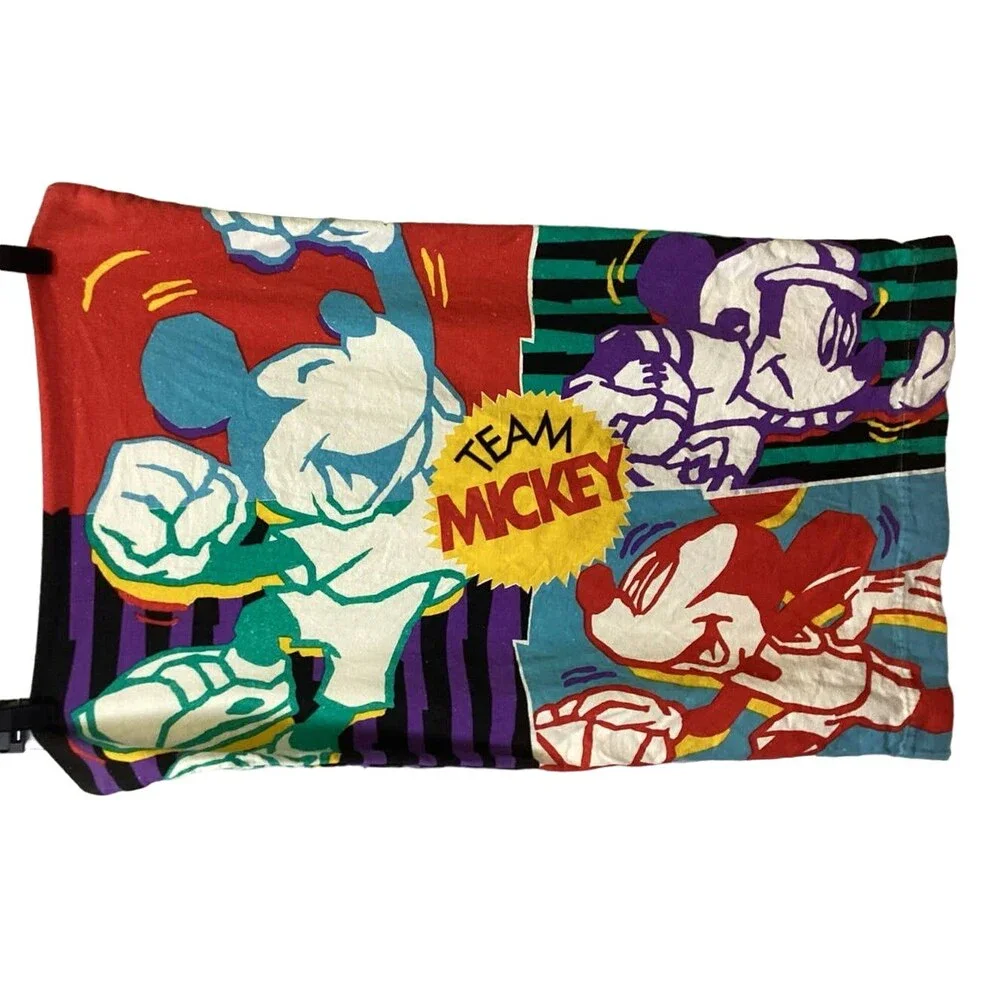 Vintage 1990s Disney Mickey Mouse Football Sports Standard Cotton Pillow Case